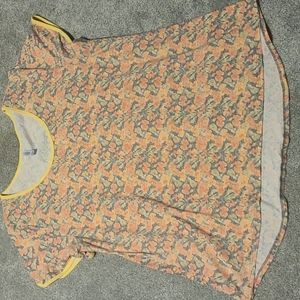 Yellow & Pink Floral Print LulaRoe Tee